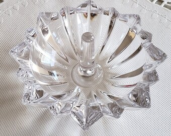 Crystal Ring Holder with Stem / Crystal Ring Tree with Stem / Crystal Ring Dish with Starburst Edges