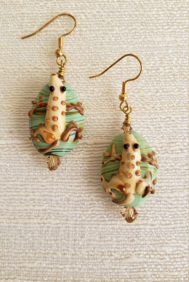 Speckled Frog Earrings with Crystal Three Styles