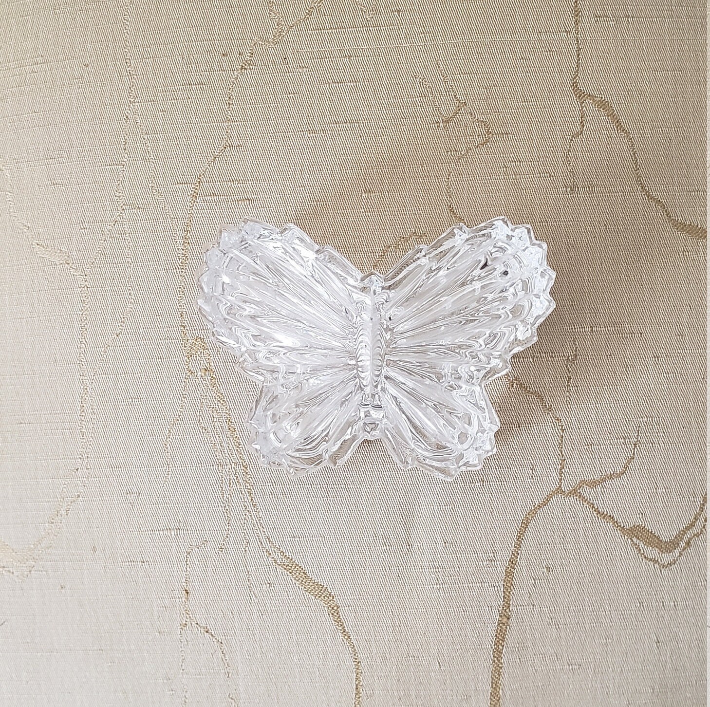 Vintage Crystal Butterfly Box With Lid / Crystal Vanity Etsy