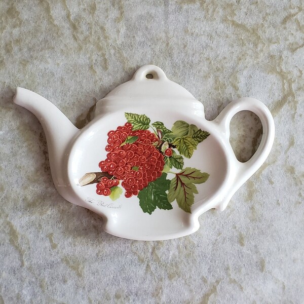 Portmeirion Pomona "Red Currant" Tea Bag Holder / Pomona Tea Bag Caddy / Tea Lover Gift / Teatime Gift/ Vintage Pomona Red Currant Tea Caddy