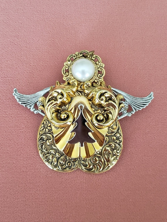 Handmade Angel Pin Pendant / Ornate Angel Pin with