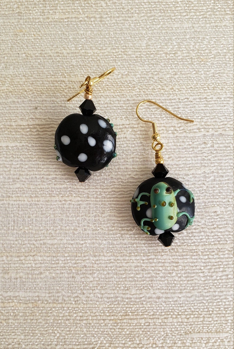 Speckled Frog Earrings with Crystal Three Styles