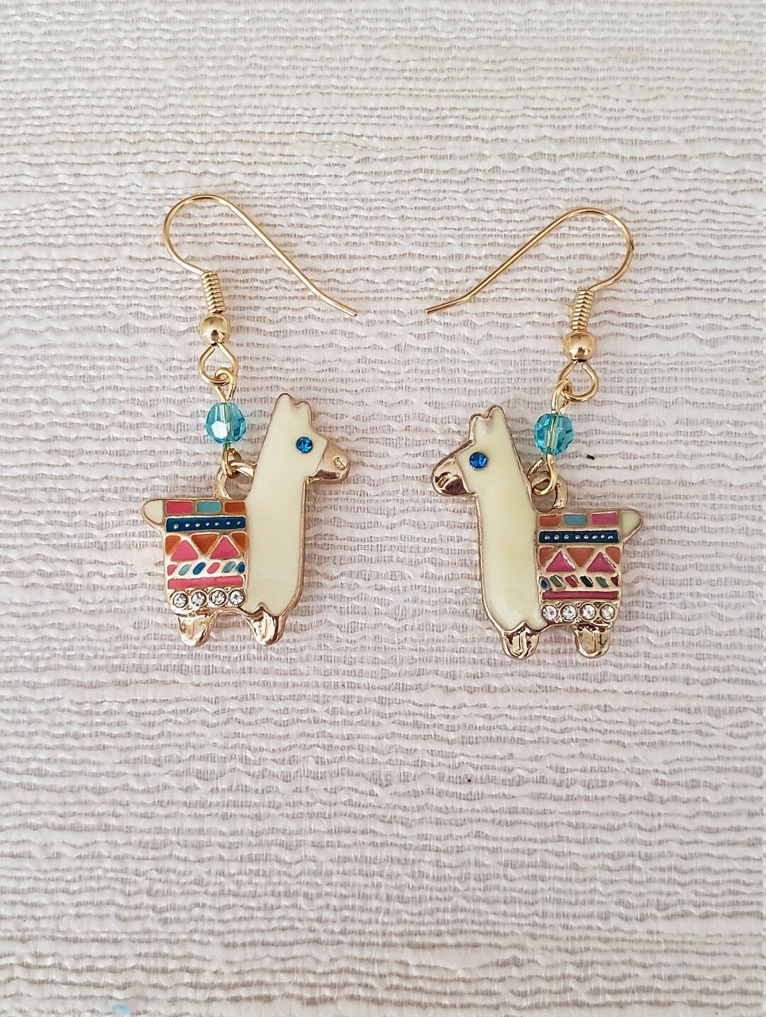 Adorable Llama Earrings With Austrian Crystal / Enamel Llama Earrings