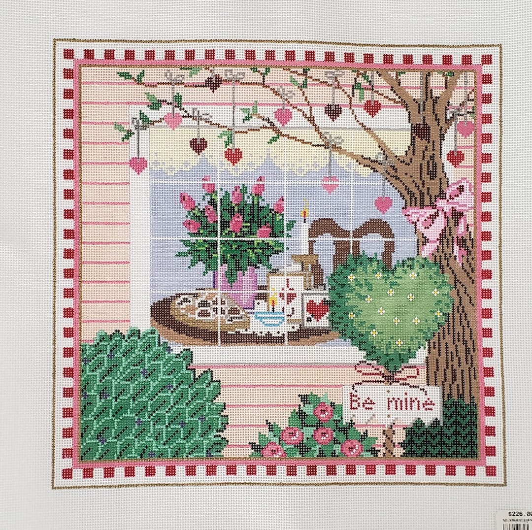 Sandra Gilmore "st. Valentines" Stitch Painted Needlepoint Canvas ...