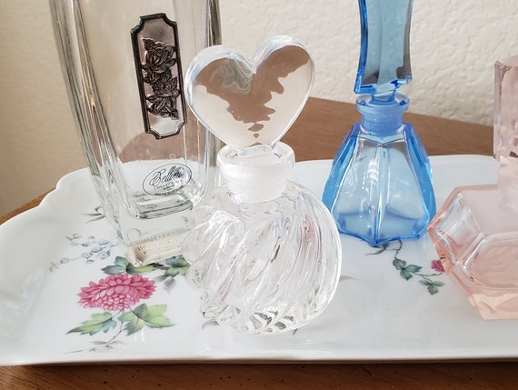 Crystal Perfume Bottle with Heart Stopper / Heart… - image 10