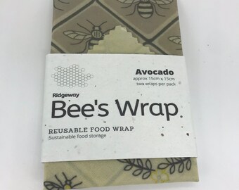 Ridgeway Bees Food Wrap - Avocado - approx 15cm x 15cm - TWO pack