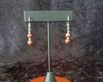 Red Jasper Dangle Earrings - Sterling Silver