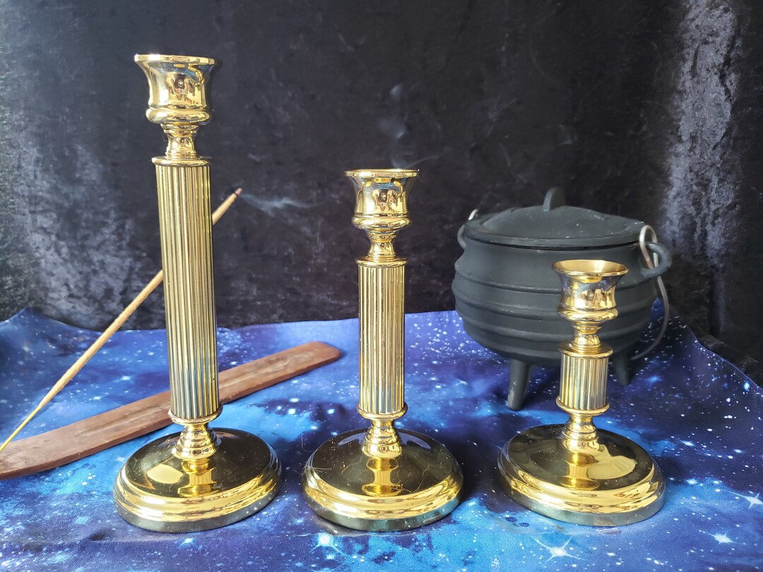 Matching Gold Pillar Candle Holders Etsy