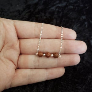 Goldstone Beaded Bracelet - Sterling Silver