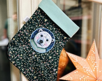 Media navideña personalizada con imagen de oso polar / Decoraciones navideñas