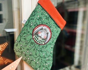 Medias navideñas de conejo hechas a mano, decoración navideña de algodón
