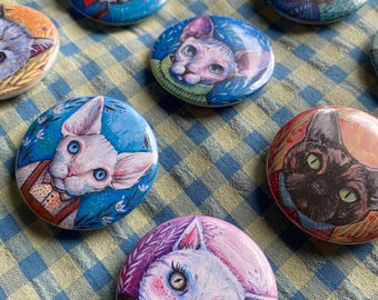 Кошки - Пуговицы с изображением кошки, 44 mm - упаковки по 1/2/5/10/15 шт.
