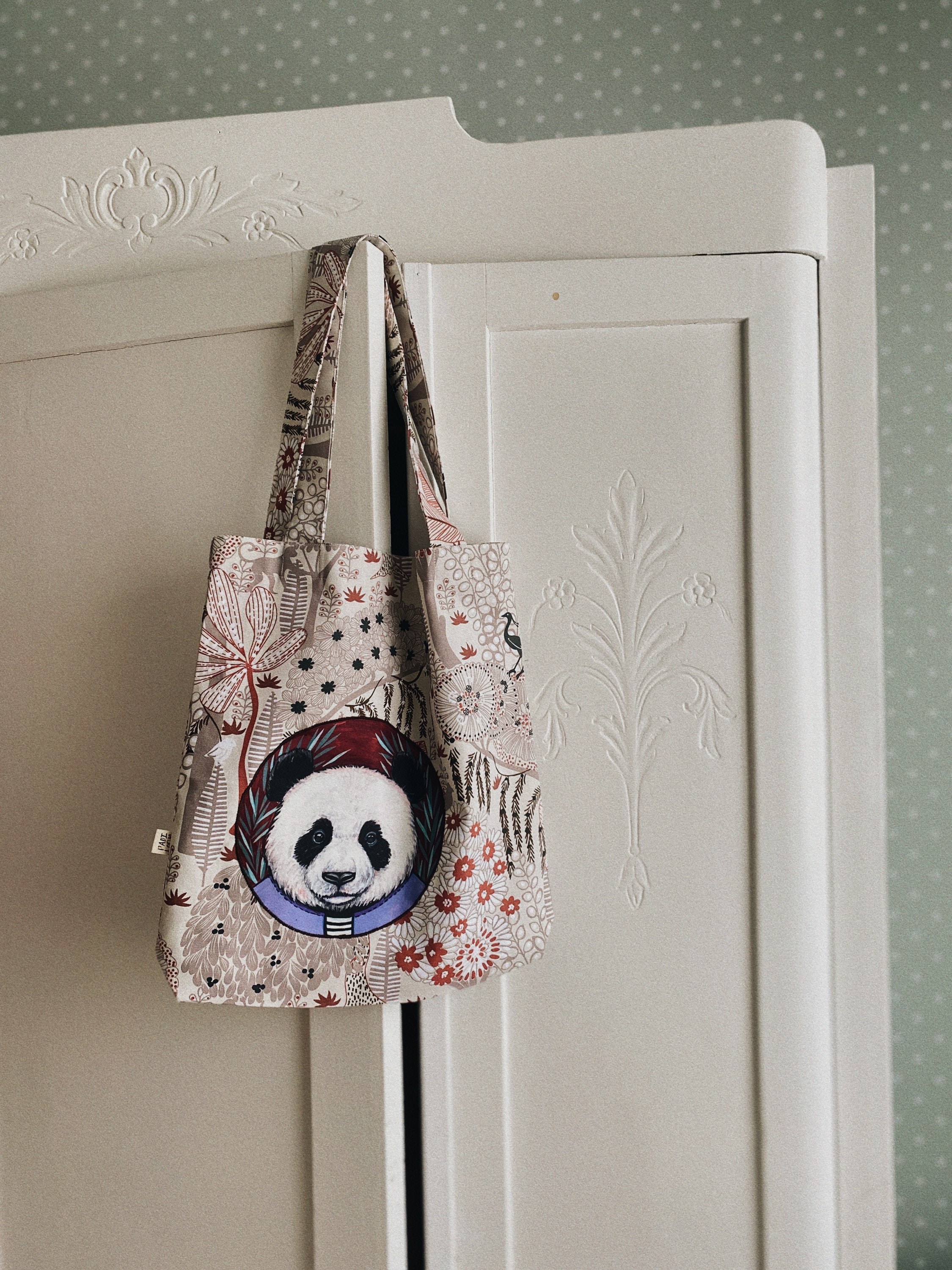 Borsa con nodo lavorato a maglia Panda | 6 colori | Borsa tote versatile e carina