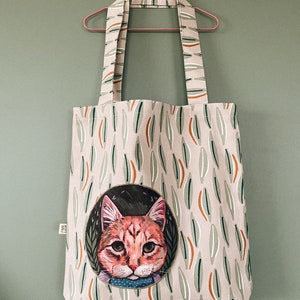 Shopping bag with ginger cat picture | gift for cat lover | cotton bag | reusable bag for shopping