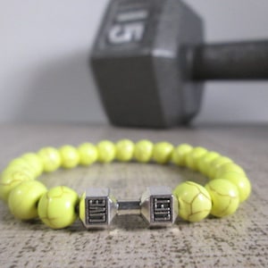 Dumbbell, Barbell Workout Bracelets, Perfect Gift For Your Fitness Jewelry Friends Square with Words