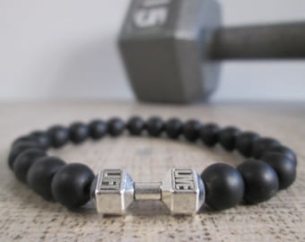 Dumbbell Barbell bracelet, Bodybuilder Gift, Bodybuilding jewelry, Fitness Bracelet, Motivation, Workout, Gym, Crossfit bracelet Fit Strong