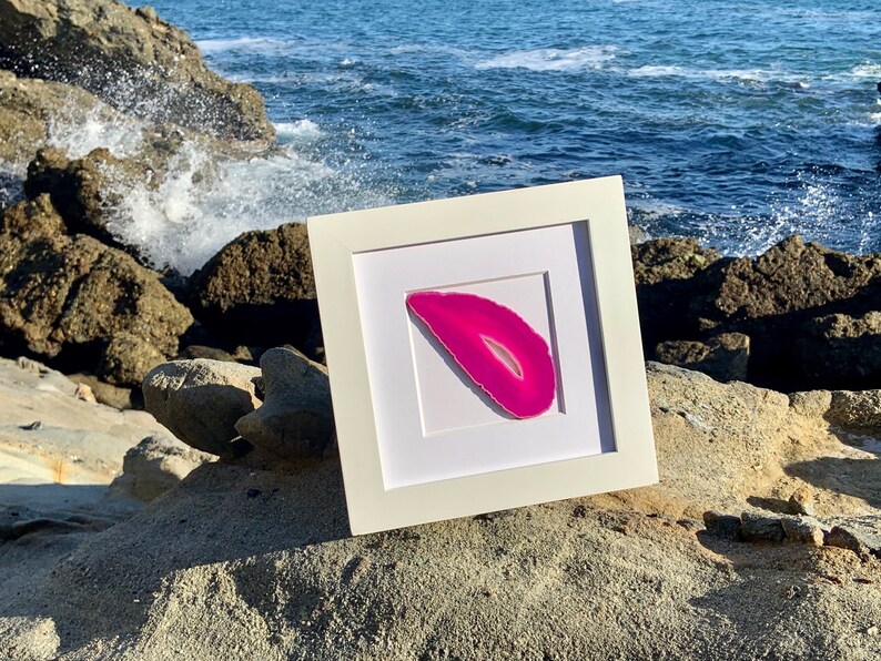 Agate Slice Framed Geode Wall Art 10x10 in. Home Decor Pink Etsy