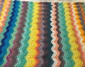 READY TO SHIP, Crochet Multicolor 6 Day Kid Blanket, Boho, Home Decor, Stay At Home, Chevron, Baby Gift, Wedding Present, Bright Living Room