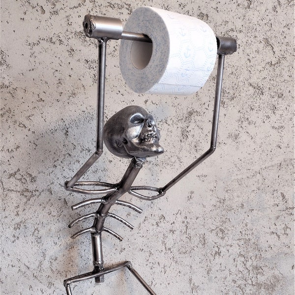 Toilet paper holder, stand, skeleton, skull, stand, for toilet, height 70 cm, funny toilet paper holder