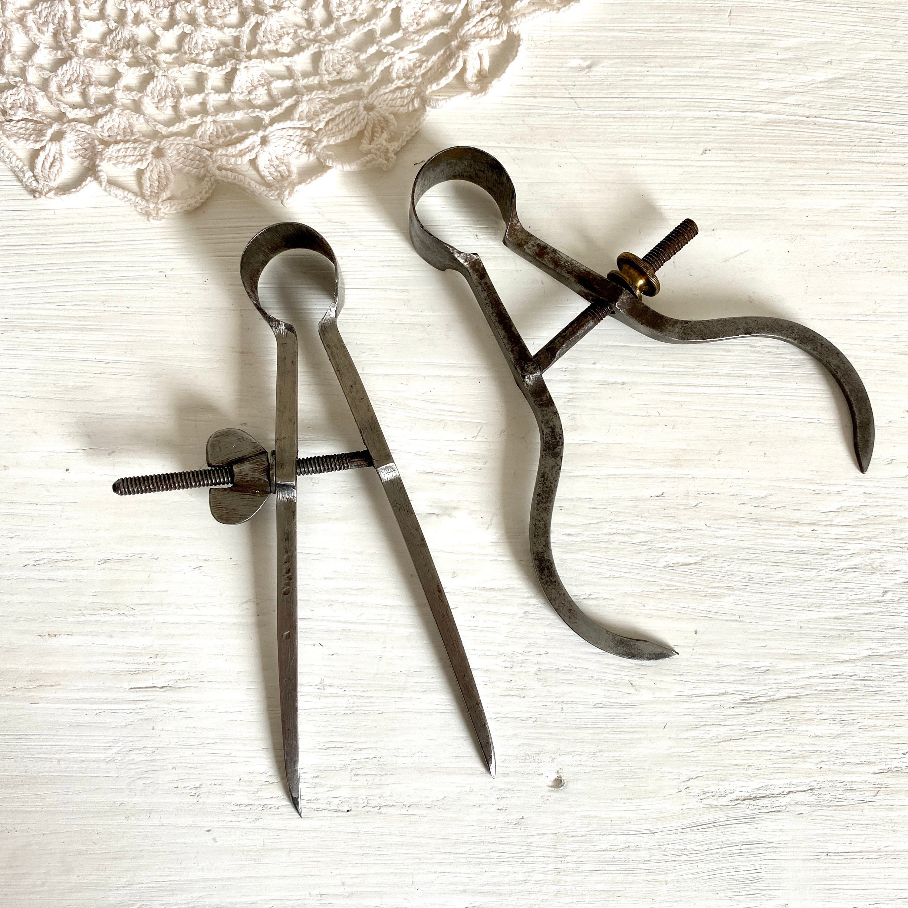 Antique Caliper 1800s Set of Two Compass Divider Hand Etsy