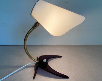 Mid-century table lamp brass acrylic plexiglass 50s vintage bedside lamp