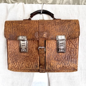Cartable en cuir ancien cartable des années 1930 Porte-documents en cuir marron pour étudiants