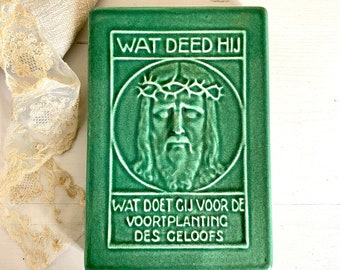 Vintage Nederlandse keramiek Jezus Christus spaarpot "Paus Busje" - Religieus wanddecoratie jaren 60 halverwege de eeuw
