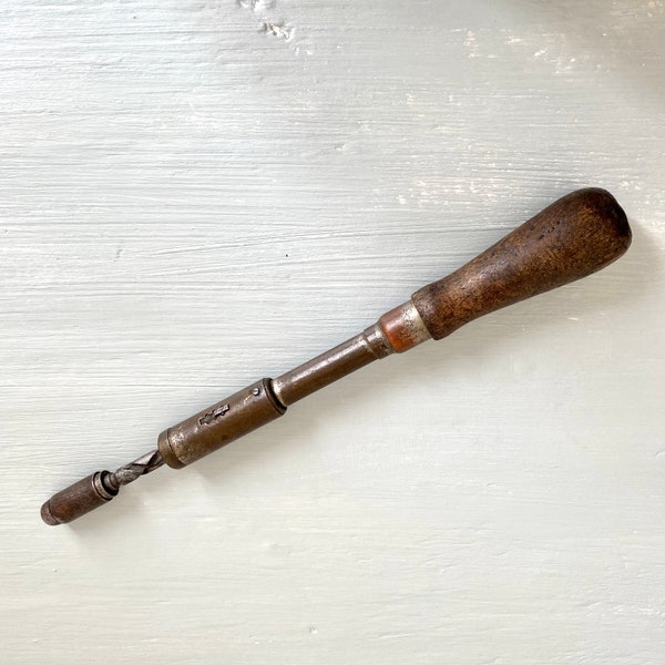 Antique tool Yankee N. 30 North Bros spiral ratcheting push drill screw driver handle industrial vintage