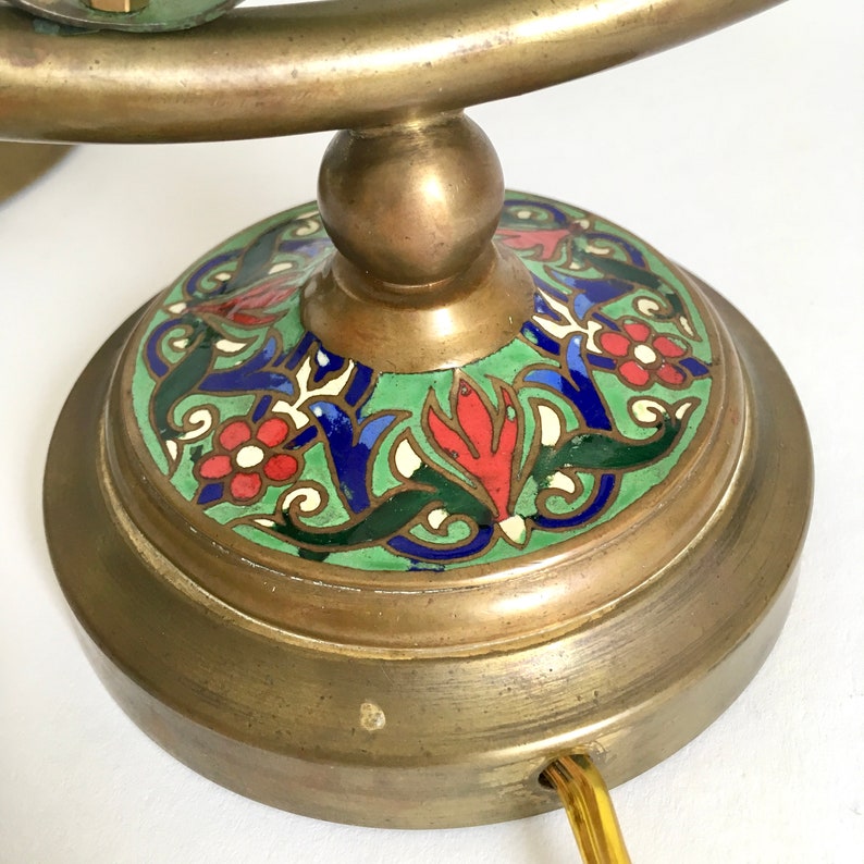 Antique Cloisonne Table Lamps Pair 30s French Art Deco Etsy