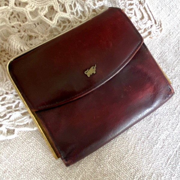 Vintage leren portemonnee "Braun Büffel" bordeaux