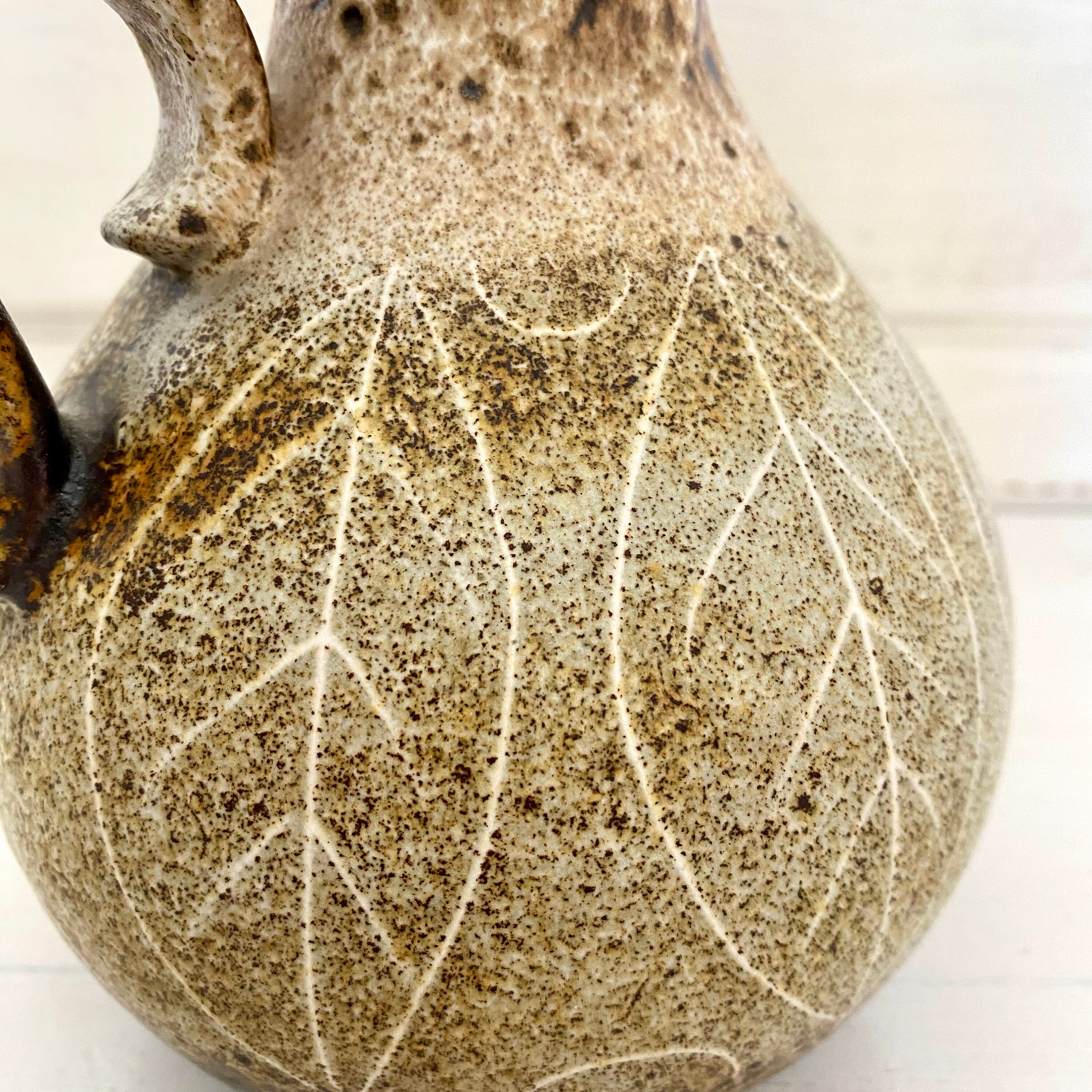 70s West German Pottery Vase Scheurich 495 16 Brown Fat Lava 70s West German Pottery Vase Scheurich 495 16 Brown Fat Lava