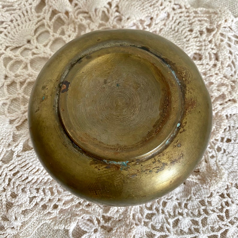 vintage brass box with engraved initials Art Nouveau jewelry box antique dressing table box Antique powder box