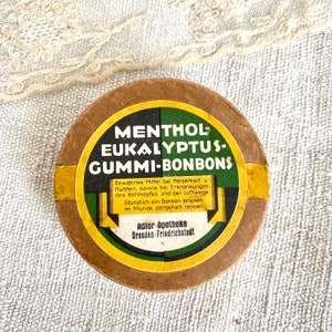 Antieke apotheker kartonnen doos vintage verpakking Menthol Eucaliptus Duitsland Dresden