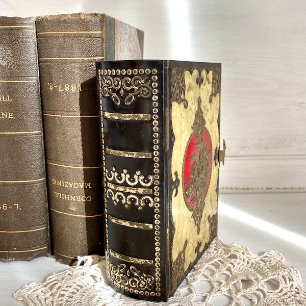 Großes Bücherdosen Versteck Vintage Buch sicher mit Prägedekor Segelschiff