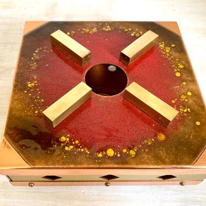 Scaldavivande vintage di metà secolo, in rame smaltato, per teiere, anni '70