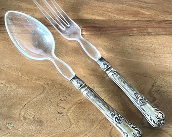 イギリス　英国　アンティーク　シルバー　ロココ　サラダ　スプーン　フォーク イギリス 英国 アンティーク シルバー ロココ サラダ スプーン