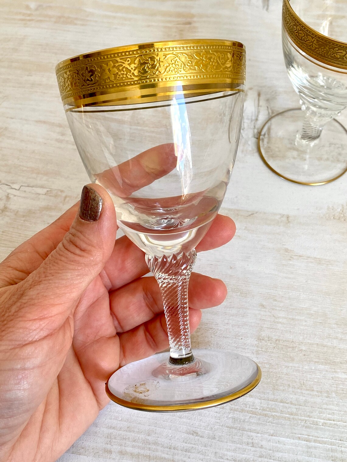 Buy Crystal Drinking Glasses 24kt Gold Rim 4 Engraved Gilded Online in