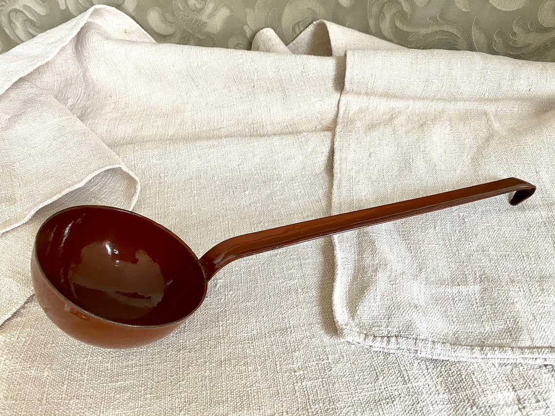 Enamel Ladle vintage from 40s brown Enamelware Antique Etsy