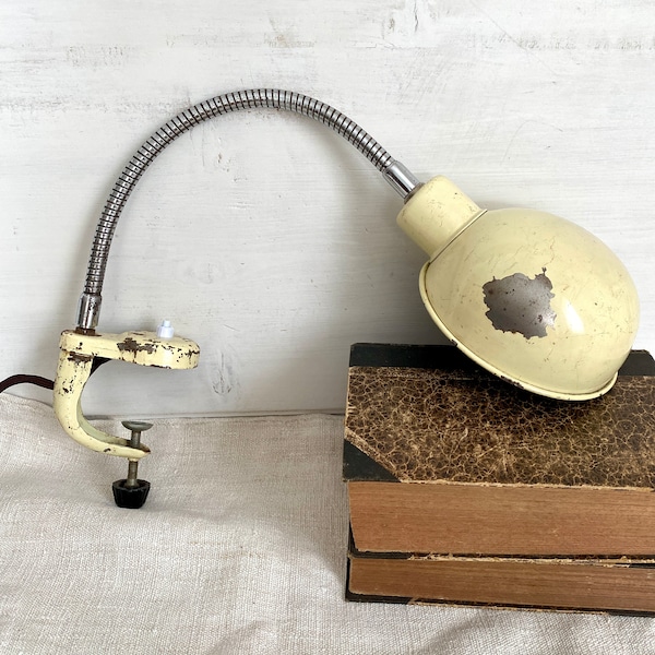 Vintage industrial clamp lamp adjustable gooseneck table lamp Germany