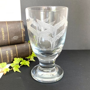 Antique blown glass etched wings decor vintage decorative glassware