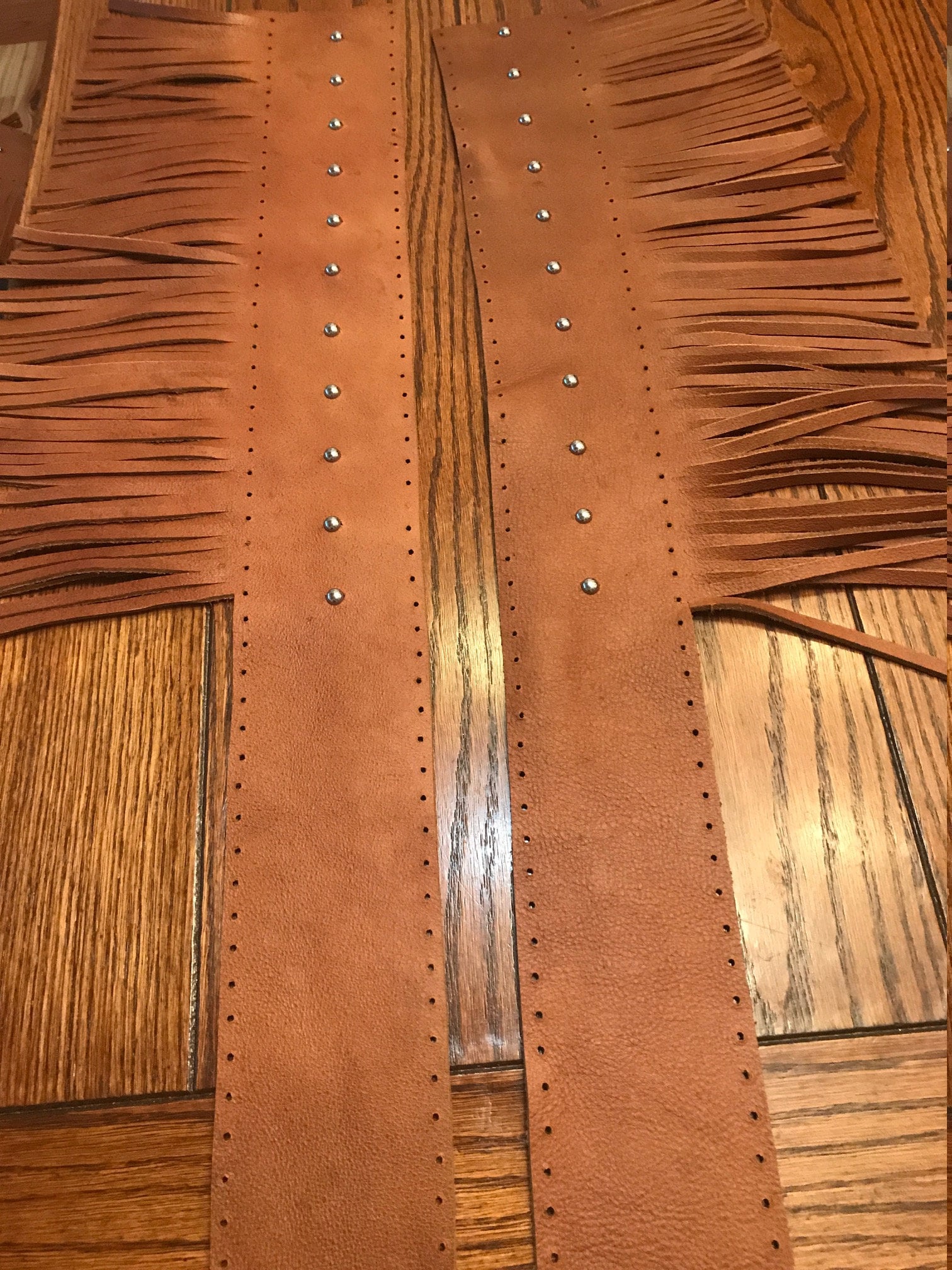Desert Tan leather rear crash bar fringe for Indian motorcycles