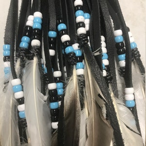 Black Leather lever wraps with fringe, beads and feathers for Indian Motorcycles