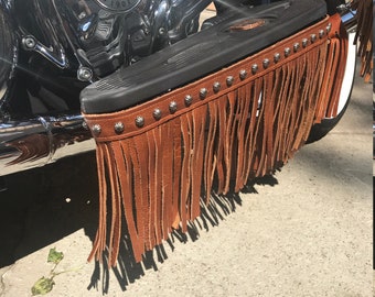 Desert Tan leather floorboard fringe for Indian motorcycles