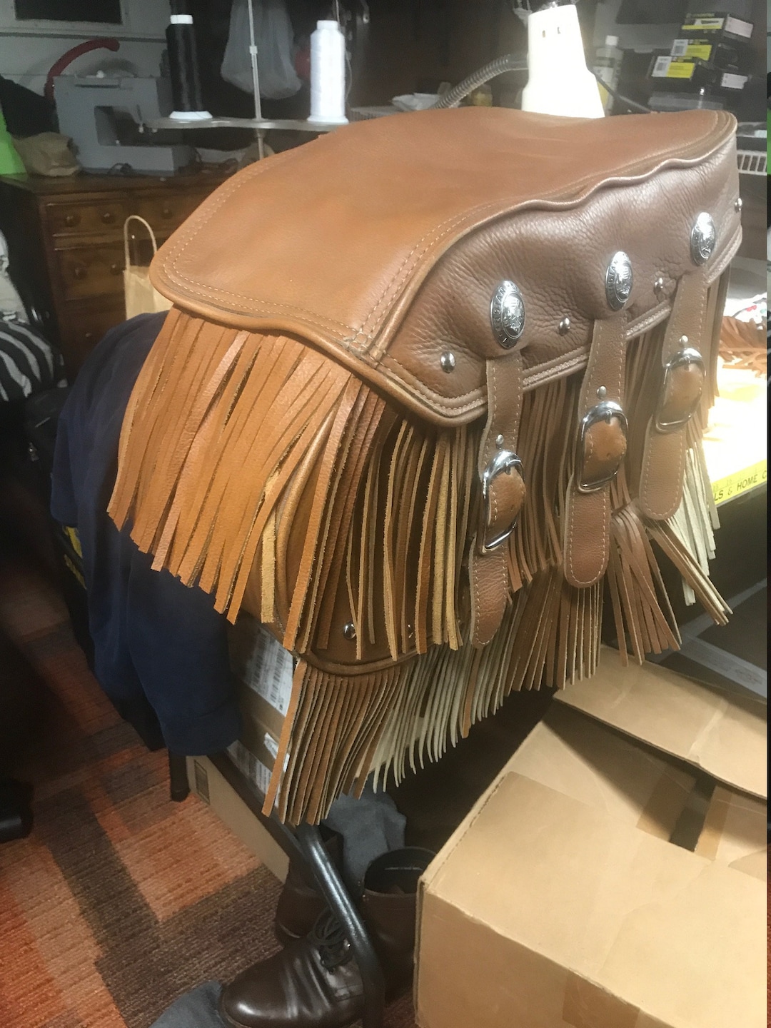 Factory Tanned Buffalo Hide Upper Saddlebag Fringe for Vintage Indian