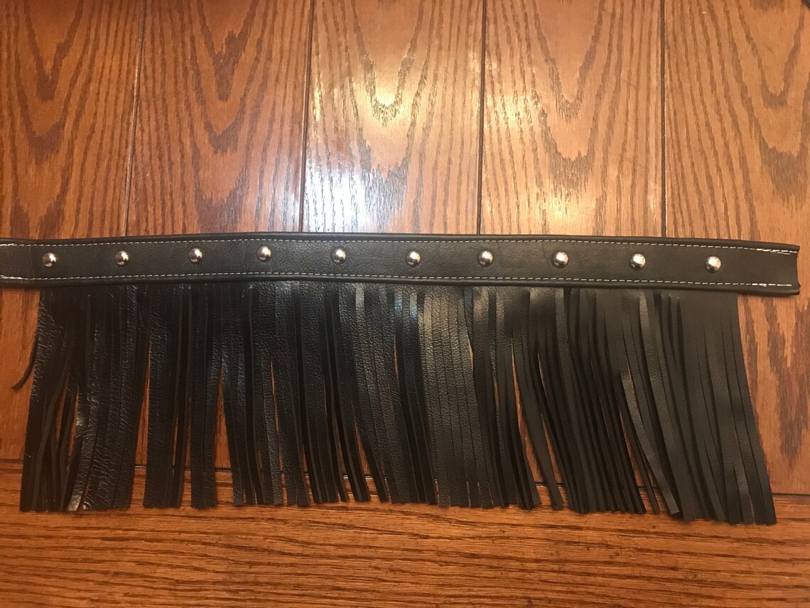 Premium Black Leather Floorboard Fringe for Indian Etsy