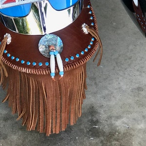 Rear mudflap for Vintage motorcycle with fringe and stone spots