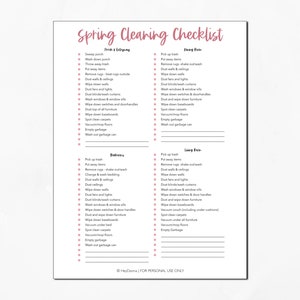Spring Cleaning Checklist Printable Deep Cleaning - Etsy