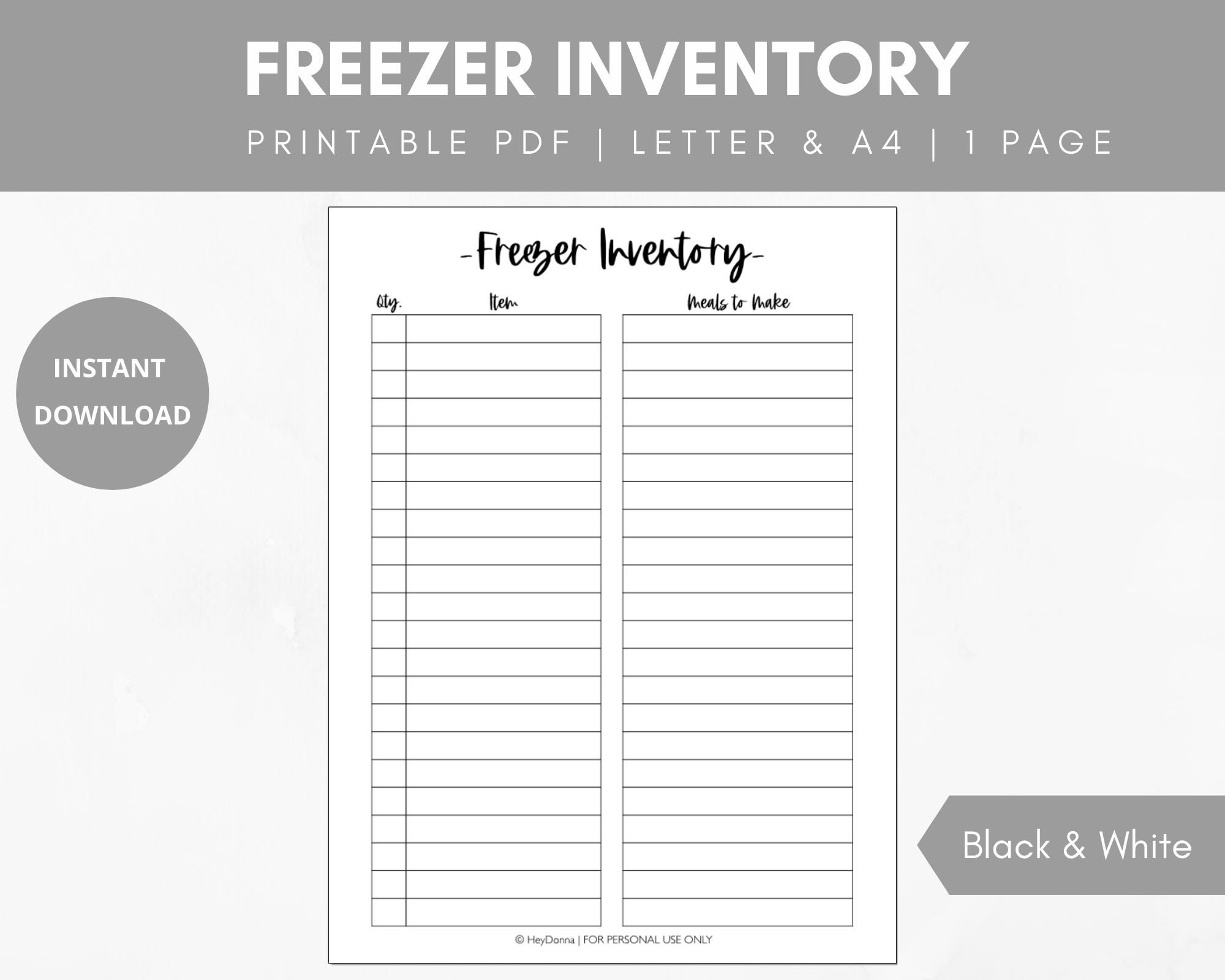 Freezer Inventory Printable Frozen Food Inventory - Etsy 日本