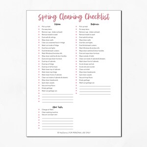 Spring Cleaning Checklist Printable Deep Cleaning - Etsy