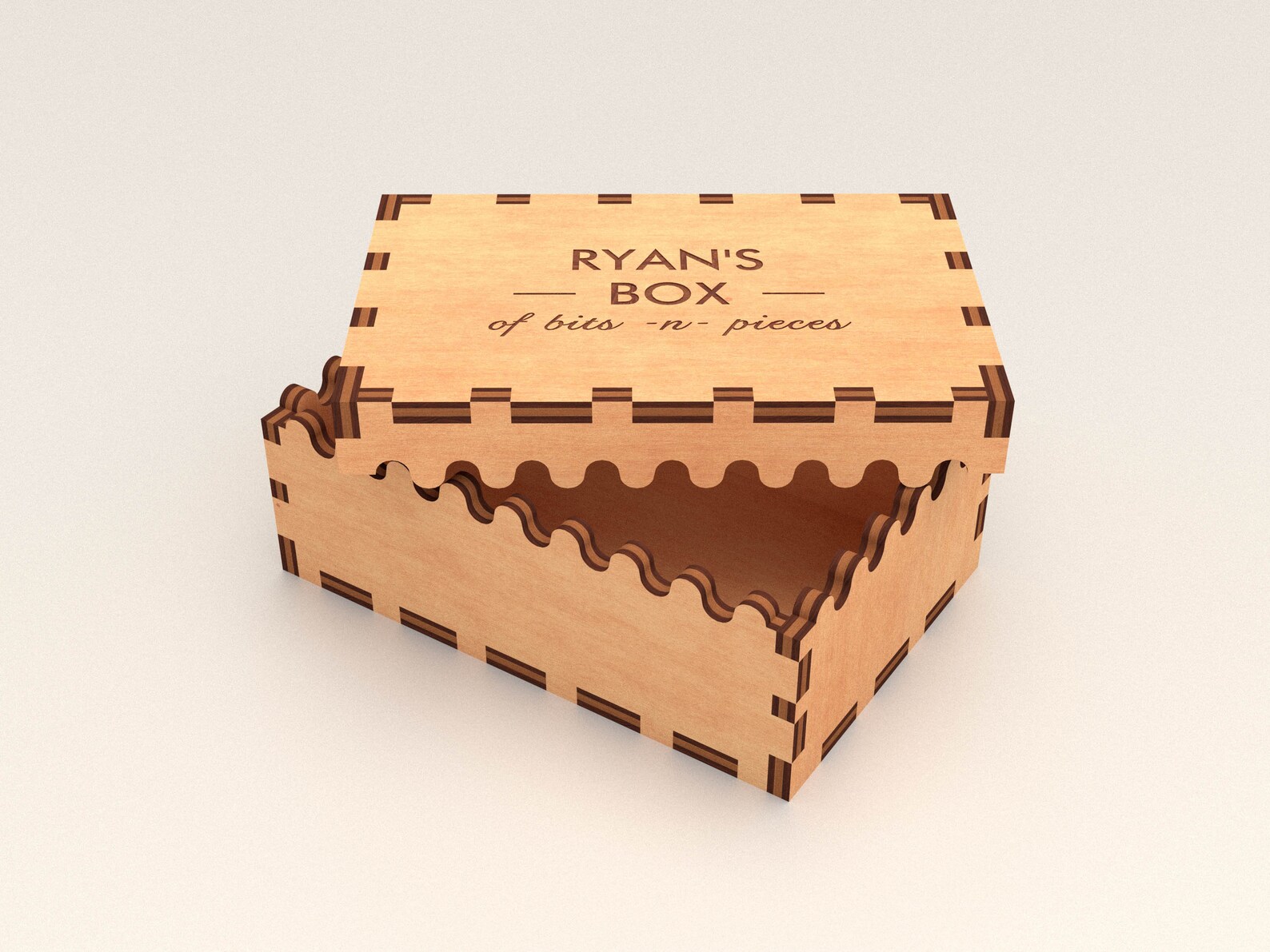 Wooden Laser Cut Box Vector Cnc Project Wood Box for Bits N Pieces